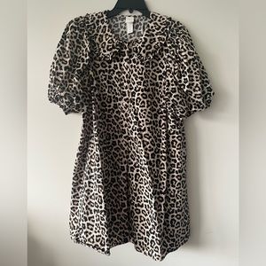 H&M Leopard Print Button Front Mini Dress